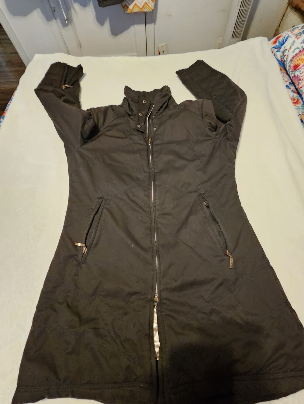 Fera Womens Size 8 Black Long Ski Jacket Parka Coat Thermolite Insulated Zip